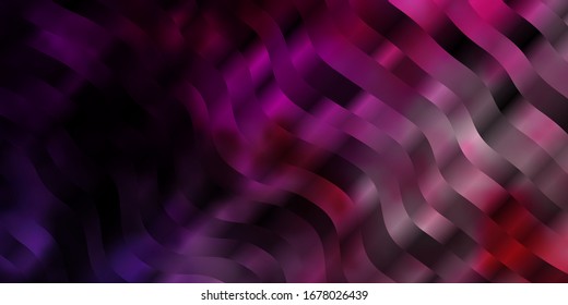 Dark Purple, Pink vector texture with wry lines. Bright sample with colorful bent lines, shapes. Template for cellphones.