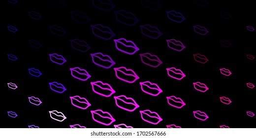Dark Purple  Pink vector texture and women's lips symbols  Colorful illustration and gradient feminism shapes  Simple design for your web site 