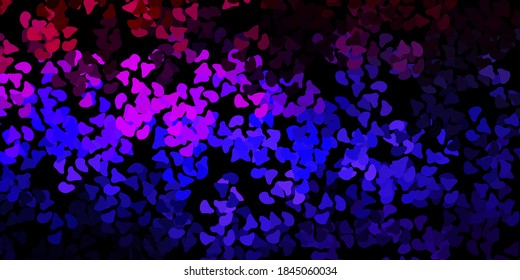 Dark purple, pink vector texture with memphis shapes. Simple design in abstract style with gradient forms. Background for cell phones.