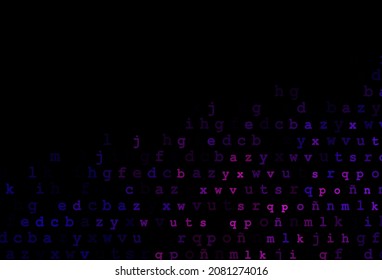 Dark purple, pink vector texture with ABC characters. Modern geometrical illustration with ABC english symbols. The pattern can be used for school, grammar websites.