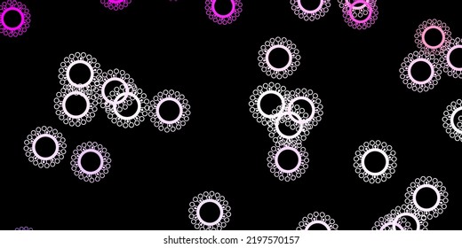 Textura vector púrpura oscura, rosa con símbolos de la enfermedad. Símbolos de enfermedades degradadas coloridas en un estilo simple y abstracto. Mejor diseño para eventos de cuarentena.