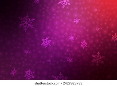 Púrpura oscuro, textura vectorial rosa en estilo de cumpleaños. Ilustración brillante con bolas de Navidad, estrellas. Patrón para la escuela, sitios web de gramática.