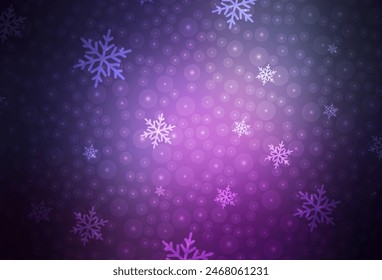 Dunkelviolett, rosa Vektorgrafik Textur im Geburtstagsstil. Illustration mit Gradienten Weihnachtskugeln, Schneeflocken. Muster für Schule, Grammatik-Websites.
