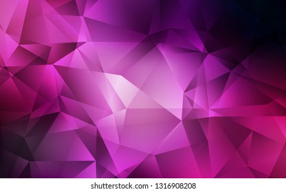 Dark Purple, Pink vector triangle mosaic template. Geometric illustration in Origami style with gradient.  New template for your brand book.