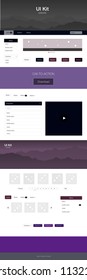 Dark Purple, Pink vector ui kit with landscape. Colorful ui/ux kit with header consisted of hills & rocks. Simple colorful design for tourist websites.