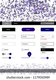 Dark Purple, Pink vector ui kit with dots. Beautiful ui ux kit with colorful dots in its header. This template you can use for landing pages.