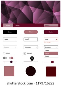 Dark Purple, Pink vector ui kit in polygonal style. Decorative ui kit design in abstract style with colorful crystals. Simple colorful design for websites.