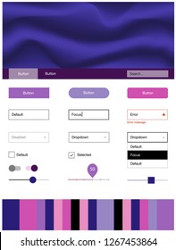 Dark Purple, Pink vector ui kit with bubble shapes. Colorful illustration in abstract memphis style with gradient. This sample is for your landing page.