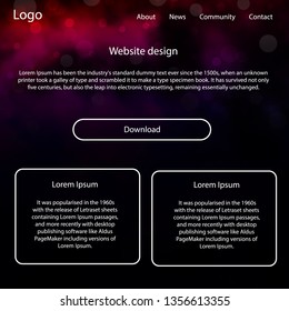 Dark Purple, Pink vector ui kit with clouds, stars. Web ui kit with abstract gradient clouds in its header. This sample is for your website.