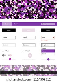 Dark Purple, Pink vector web ui kit with spheres. Web ui kit with abstract gradient circles in its header. Modern template for your landing page.