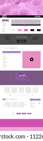 Dark Purple, Pink vector web ui kit with lamp shapes. Colorful illustration in abstract memphis style with gradient. Beautiful layout for websites, landing pages.
