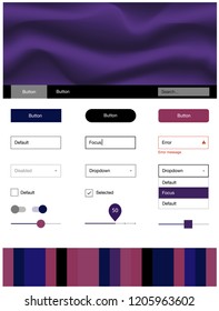 Dark Purple, Pink vector web ui kit with lamp shapes. Elegant bright illustration with gradient  in memphis style. Beautiful layout for websites, landing pages.