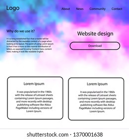 Dark Purple, Pink vector web ui kit with nebula stars. Simple Material Design Kit with colorful clouds in header. This sample is for your landing page.