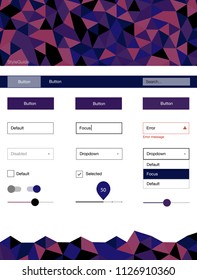 Dark Purple, Pink vector wireframe kit with crystals. Colorful Style guide with triangles on abstract background. This sample is for your website.