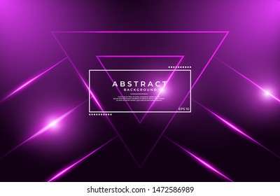 Dark purple Realistic abstract Geometric background. Neon light effect vector. Modern futuristic design template