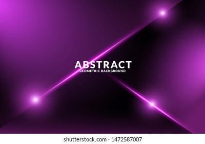 Dark purple Realistic abstract Geometric background. Neon light effect vector. Modern futuristic design template