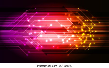 Dark purple red orange Light Abstract Technology background for computer graphic website and internet, circuit board.