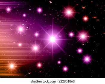 Dark Purple red pink Defocused Light, Flickering Lights, Vector abstract festive background with bokeh defocused lights. universe, galaxies, stars. 