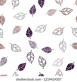 Dark Purple, Red vector seamless elegant background with leaves. An elegant bright illustration with leaves in Natural style. Pattern for trendy fabric, wallpapers.