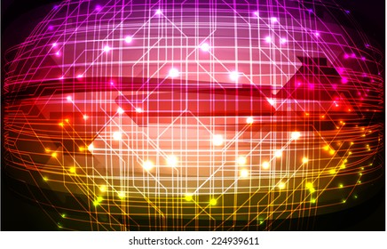 Dark purple red yellow Light Abstract Technology background for computer graphic website and internet, circuit board.