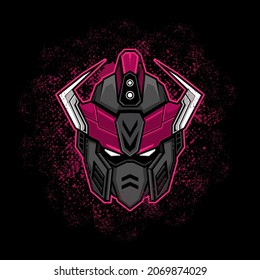 dark purple robot mecha mascoot logo.