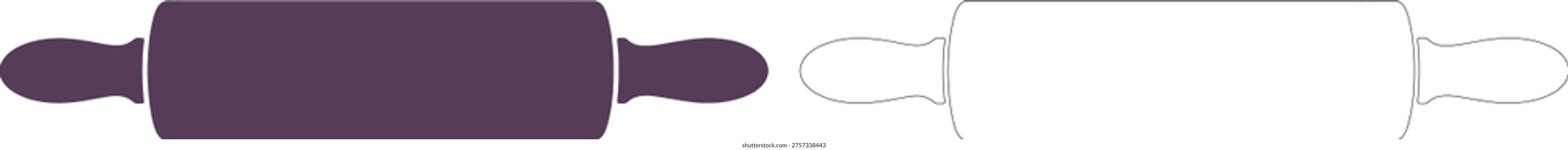 Dark purple rolling pin silhouette and outline rollingpin