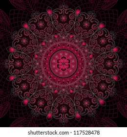 Dark purple round vintage floral pattern (vector)
