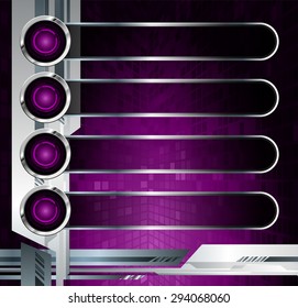 dark purple silver Web Design Website Elements Template for graphic internet. text box. label. infographics. metal. card. pixel. Metals, alloys, steel, aluminum. button