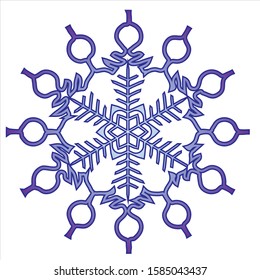 Dark purple snowflake isolated on white background. Gradient, vector