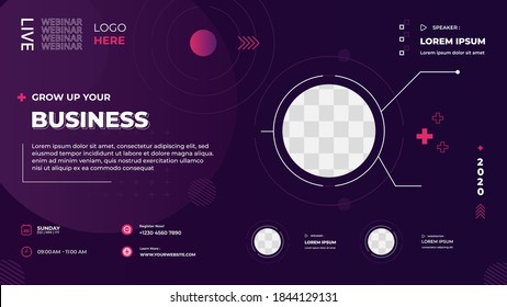 Dark purple Technology background. Suitable for web banner, business webinar, marketing webinar, Online class, landing page and many more