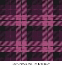 Tom roxo escuro jogado vetor padrão sem costura. Plano de fundo gráfico tartan design de moda uso para impressão, textura, pano, tecido, flanela.	
