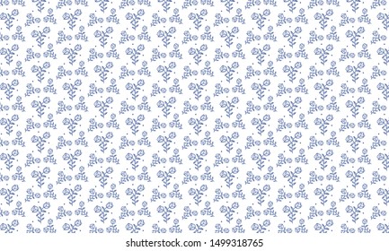 Dark Purple Tulip Flower with Leaves and  Dots Pattern Background