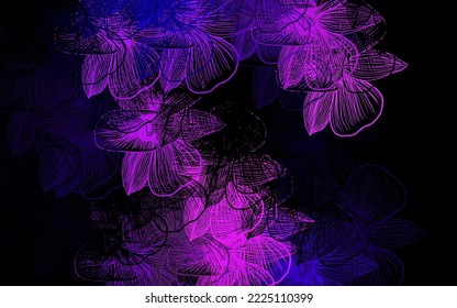 Dark Purple vector abstract design with flowers. Colorful illustration in doodle style with flowers. A new texture for your wallpaper design.