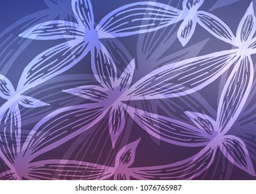 Dark Purple vector abstract doodle pattern. Colorful abstract illustration with lines in Asian style. The pattern can be used for coloring books and pages for kids.