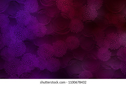 Dark Purple vector abstract doodle pattern. Doodle illustration of flowers in Origami style with gradient. The textured pattern can be used for website.