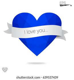 Dark Purple vector abstract glitter heart shape on white background in love concept for valentine's day with sweet and romantic moment. Polygonal design for your business.