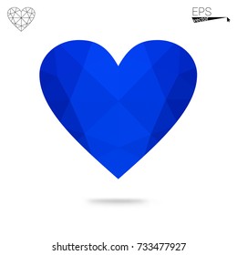 Dark Purple vector abstract glitter heart shape on white background in love concept for valentine's day with sweet and romantic moment. Polygonal design for your business.