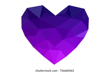 Dark Purple vector abstract glitter heart shape on white background in love concept for valentine's day with sweet and romantic moment. Polygonal design for your business.