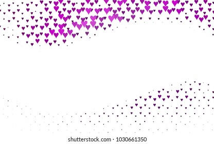 Dark Purple vector abstract lovely pattern with Hearts on white background. Happy Valentine's Day Greeting Card with small hearts. Stock template for your romantic ad, leaflet, banner.