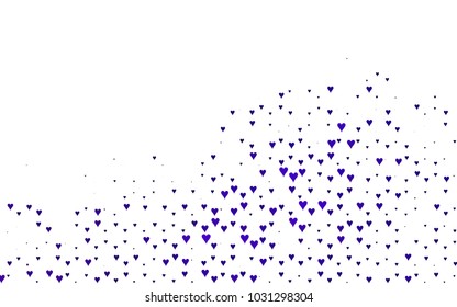 Dark Purple vector abstract lovely pattern with Hearts on white background. Happy Valentine's Day Greeting Card with small hearts. Stock template for your romantic ad, leaflet, banner.
