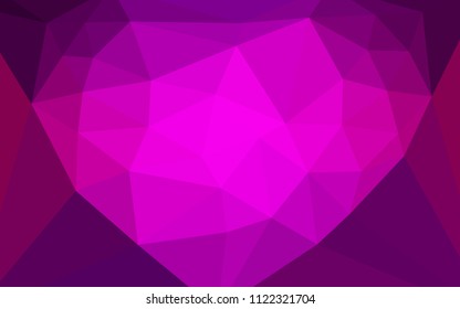Dark Purple vector abstract mosaic backdrop with a heart in a centre. Illustration in Origami style with gradient. Pattern for a brand book's backdrop.