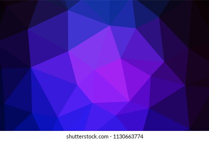 Dark Purple vector abstract mosaic background. A sample with polygonal shapes. Best triangular design for your business.