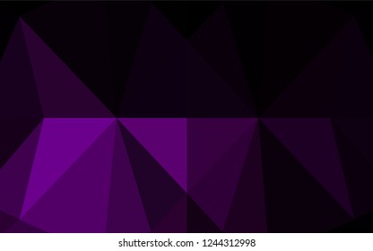 Dark Purple vector abstract mosaic pattern. Geometric illustration in Origami style with gradient.  The best triangular design for your business.