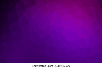 Dark Purple vector abstract mosaic pattern. Triangular geometric sample with gradient.  The best triangular design for your business.