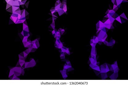 Dark Purple vector abstract mosaic backdrop. Triangular geometric sample with gradient.  New texture for your design.
