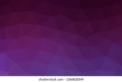Dark Purple vector abstract mosaic backdrop. Colorful illustration in Origami style with gradient.  The best triangular design for your business.
