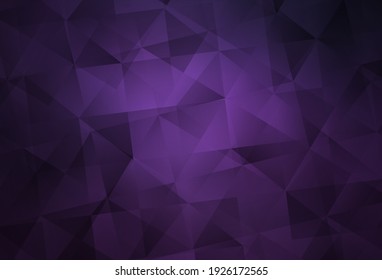 Dark Purple vector abstract mosaic backdrop. Triangular geometric sample with gradient.  Template for cell phone's backgrounds.