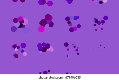 Dark Purple vector abstract pattern with circles. Geometry template for your business design. Background with colored spheres.