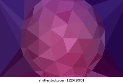 Dark Purple vector abstract polygonal background with a gem in a centre. Abstract illustration with an elegant triangles. Best triangular design for your business.