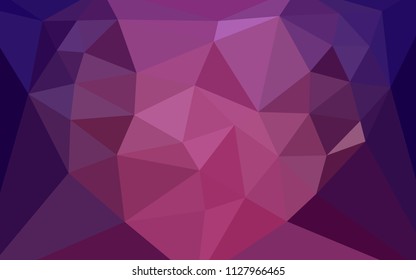 Dark Purple vector abstract polygonal template with a heart in a centre. Elegant polygonal illustration with gradient. Template for cell phone's backgrounds.